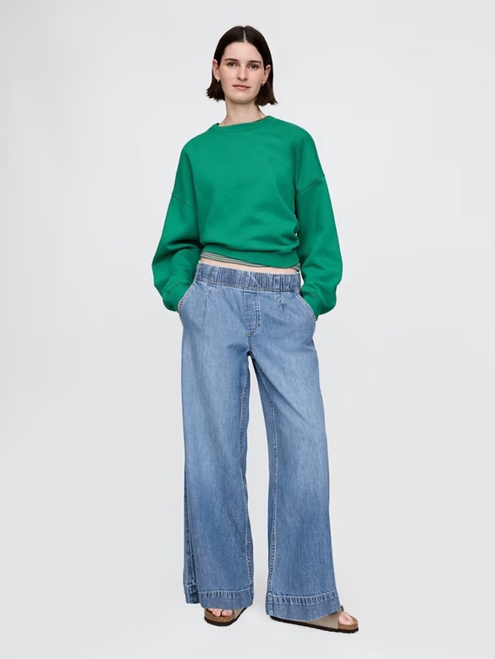 GAP Mid Rise UltraSoft Pleated Easy Baggy Jeans small
